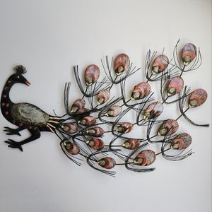 Vtg metal peacock wall hanging
